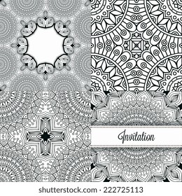Seamless patterns with cards. Vintage decorative elements. Hand drawn background. Islam, Arabic, Indian, ottoman motifs.