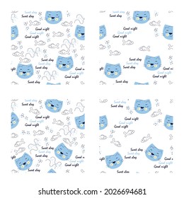 Seamless patterns with cats for children's clothes.