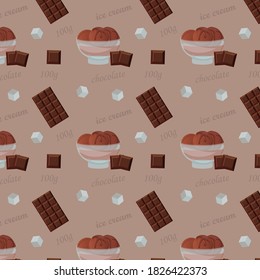 Patrones sin foco con helado de chocolate. Papel tapiz, papel impreso, diseño textil moderno, papel envolvente