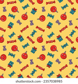 Seamless patterns Christmas in retro style. Design for fabric, textile, wallpaper, packaging.	