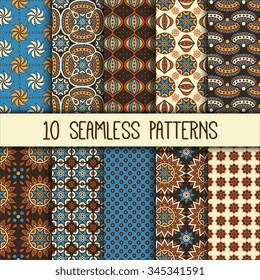 Seamless patterns collection. Vintage decorative elements. Hand drawn background. Islam, Arabic, Indian, ottoman motifs.