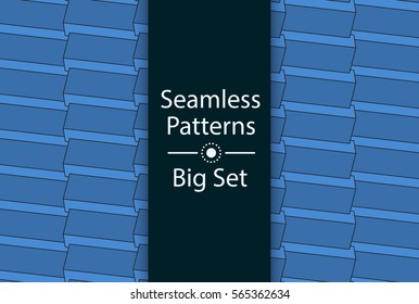 Seamless Patterns with color 3D rectangles, Big Set