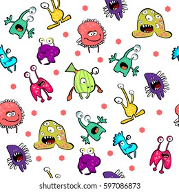 seamless patterns with color monsters