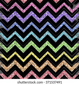 Seamless patterns with color pattern of zigzag lines and a rainbow of colors.