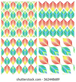 Seamless patterns with colorful leaves. Vector, EPS 10.