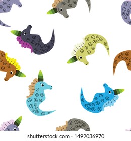 seamless patterns of colorful seahorses, birthday gift wrapping, patterned backgrounds, designs for children's clothes