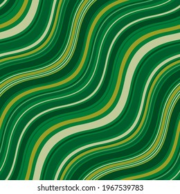 Seamless patterns with colorful waves in green shades for print and web