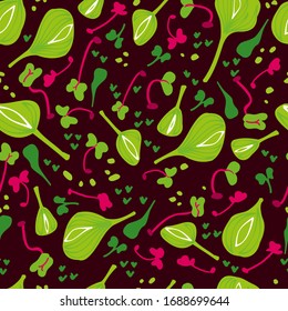  Modalidades sin problemas. El concepto de una dieta saludable. Cría de microvegetales nutritivos para comida vegetariana y vegana. Excelente fondo para su embalaje.
