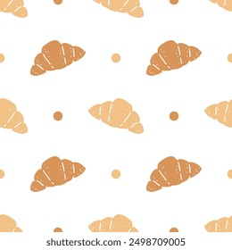 Seamless patterns of Croissant cartoon doodle.