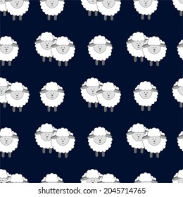 Seamless patterns. Cute cartoon kawaii funny smiling character wrapping paper, textile template. Children's decoration