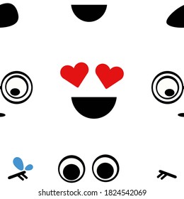 Seamless patterns with cute emojis.