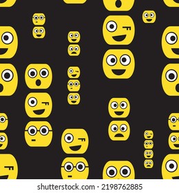 Seamless patterns with cute emojis.