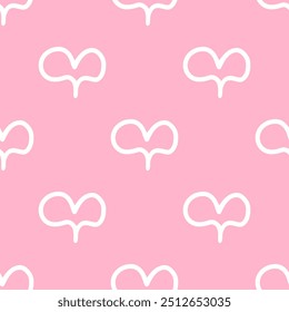 Seamless patterns of Cute hearts cartoon doodle on pink background.