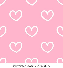 Seamless patterns of Cute hearts cartoon doodle on pink background.