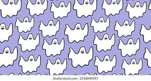 seamless patterns with cute minimalistic halloween ghosts in vector. template for textile backgrounds backdrop wallpaper decoration postcard poster print banner