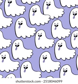seamless patterns with cute minimalistic halloween ghosts in vector. template for textile backgrounds backdrop wallpaper decoration postcard poster print banner