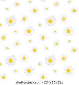 Seamless patterns with daisy flower, geometric patterns with lines. Seamless vector 
white background.