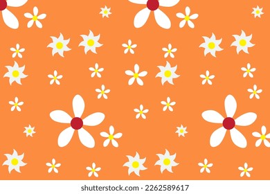 Seamless patterns with daisy flower, meadow and hand drawn hearts on blue backgrounds vector illustration. 