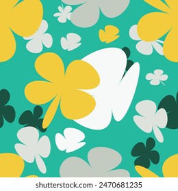 Seamless patterns with daisy flower, meadow and hand drawn Floral on Bright colors backgrounds vector illustration. Cute summer wallpaper.