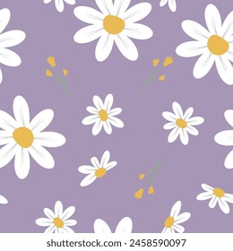 Seamless patterns with daisy flower. vector illustration. summer wallpaper.