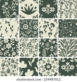 Seamless patterns with decorative floral ornament