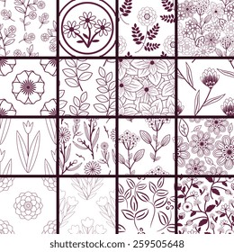 Seamless patterns with decorative floral ornament