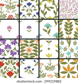 Seamless patterns with decorative floral ornament