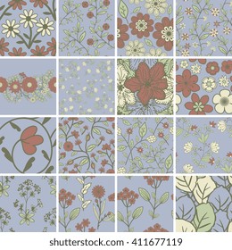 Seamless patterns with decorative flower