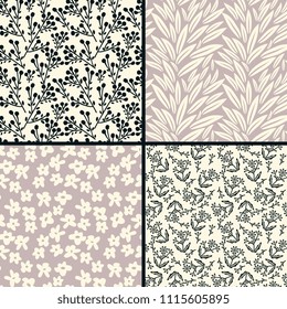 Seamless patterns with decorative flowers