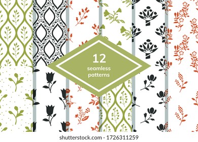Patrones sin inconfundibles con flores decorativas