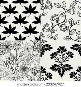 Seamless patterns with decorative flowers