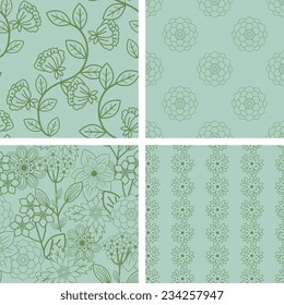 Seamless patterns with decorative flowers