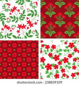 Seamless patterns with decorative flowers