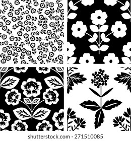 Seamless patterns with decorative flowers
