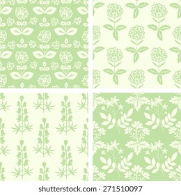 Seamless patterns with decorative flowers