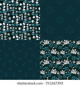 Seamless patterns with decorative flowers