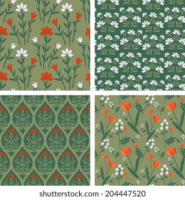 Seamless patterns with decorative ornament