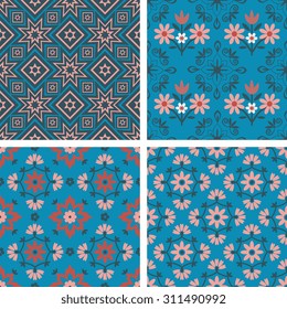 Seamless patterns with decorative ornament