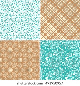 Seamless patterns with decorative ornament