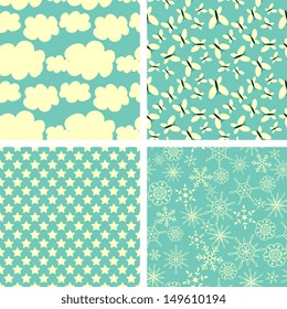 Seamless patterns decorative sky and nature