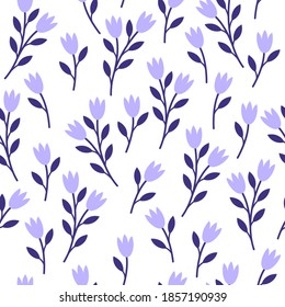 Nahtlose Muster. Delikate Blumen auf weißem Hintergrund. Vektorgrafik.