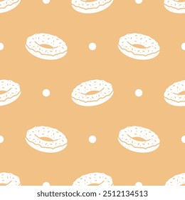 Seamless patterns of Donut cartoon doodle.