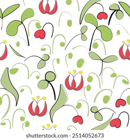 Seamless patterns with doodle flowery ornaments;  