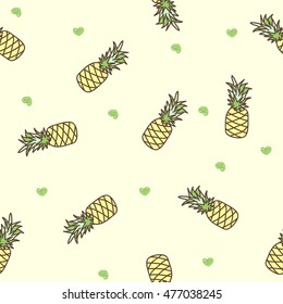 seamless patterns doodle pineapple