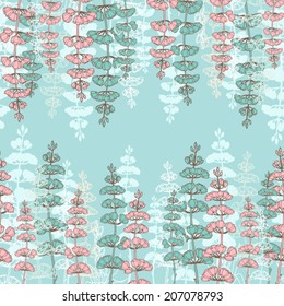 Seamless Patterns with Drawing sprigs of flowers