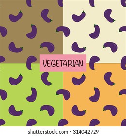 Seamless patterns with eggplants. vector illustration