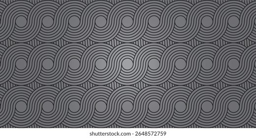 Seamless Patterns with Elegant Abstract Wavy Lines in Black and White for Minimalist Backgrounds, Branding, and Digital Design Projects, Seamless pattern with complex twisted stripe formation.