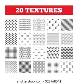 Seamless patterns. Endless textures. BYOD icons. Human with notebook and smartphone signs. Speech bubble symbol. Geometric tiles, rhombus. Vector