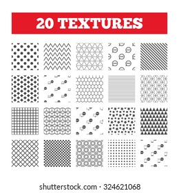 Seamless patterns. Endless textures. BYOD icons. Notebook and smartphone signs. Speech bubble symbol. Geometric tiles, rhombus. Vector