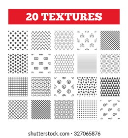 Seamless patterns. Endless textures. Website database icon. Copyrights and gear signs. 404 page not found symbol. Under construction. Geometric tiles, rhombus. Vector
